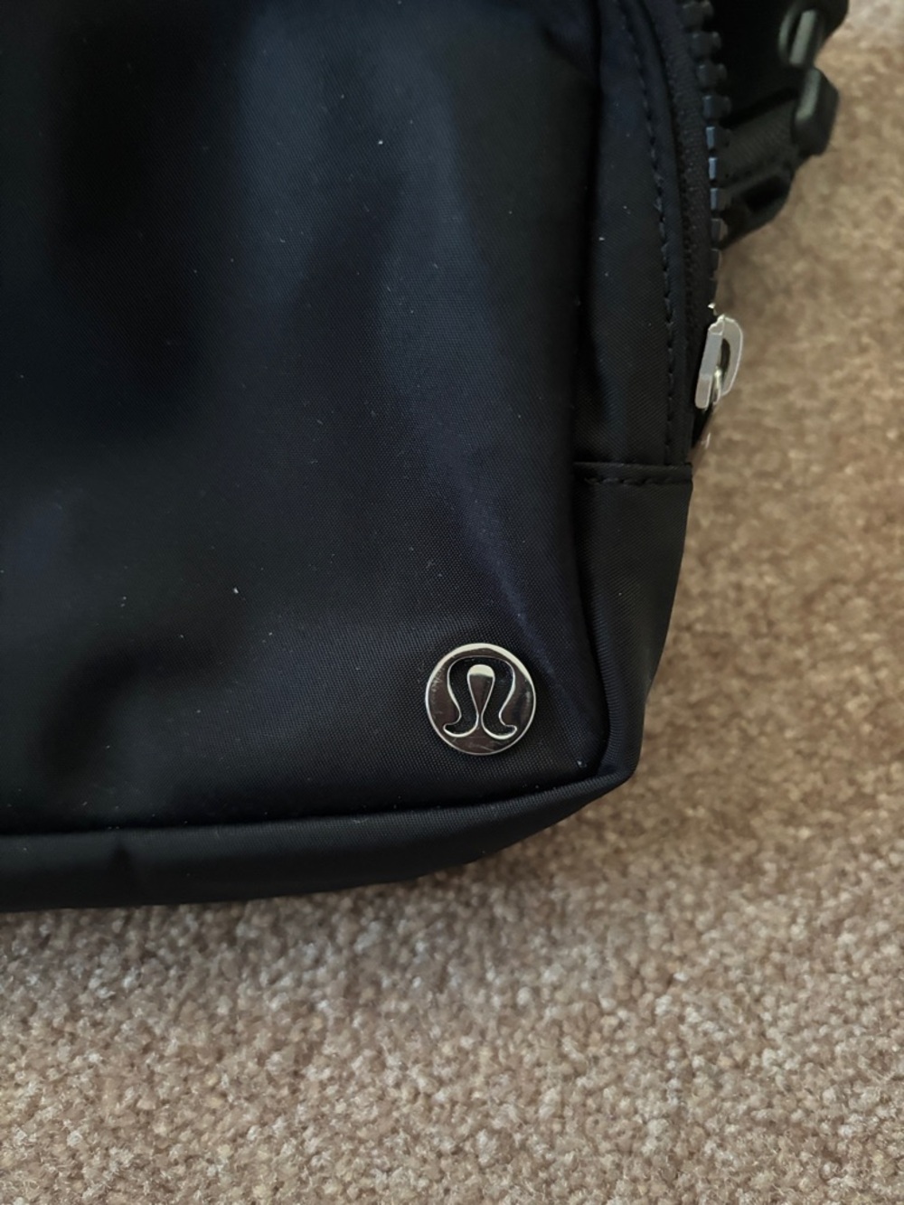 lululemon athletica Black Belt Bag with Silver Logo